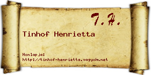 Tinhof Henrietta névjegykártya